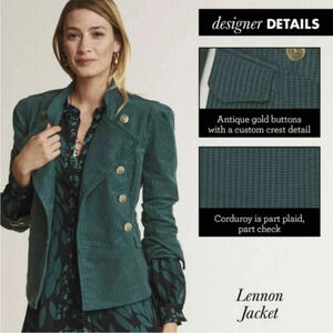 Cabi Lennon Jacket Legion Teal  Gold Button Details Size XS Style #3913